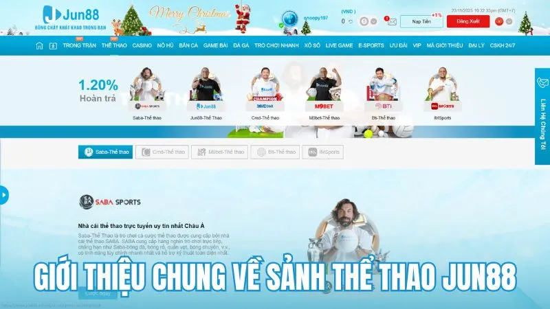 Giới thiệu chung về sảnh Thể thao Jun88