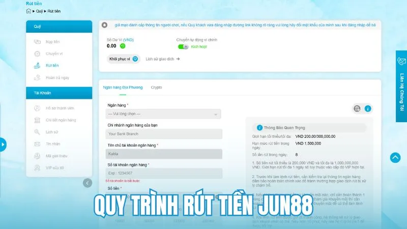 Quy trình rút tiền Jun88 đúng chuẩn cho người mới